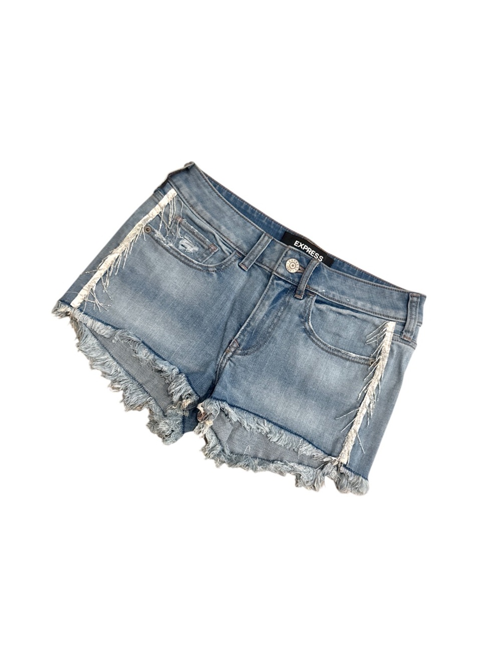 Express Light Blue Distressed Denim Cutoff Shorts size 0
